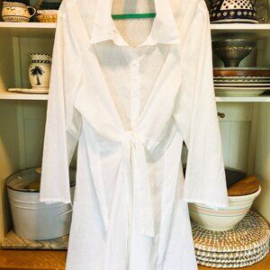 Miraclesuit Sun Dress Coverup Size 2X White Tie Front Cotton Blend